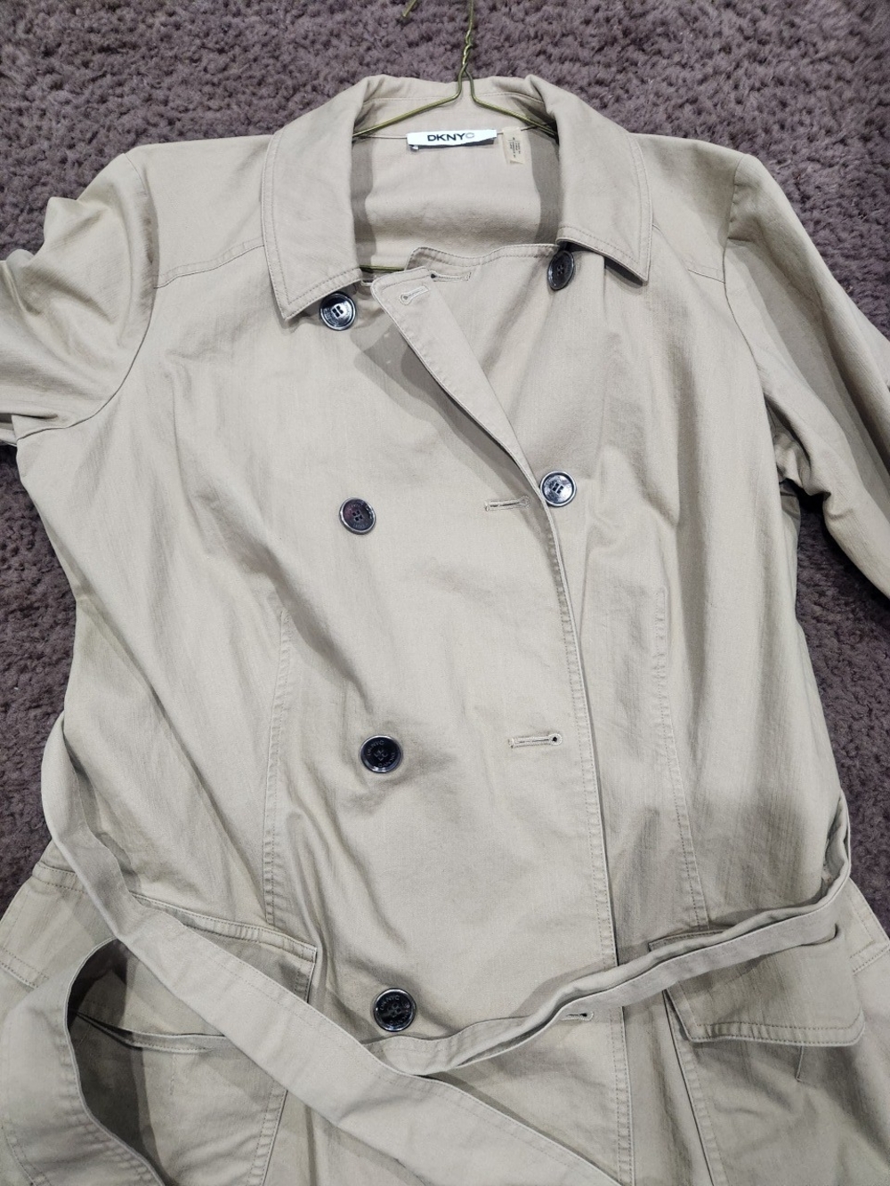 DKNYC Beige Double-Breasted Trench Coat